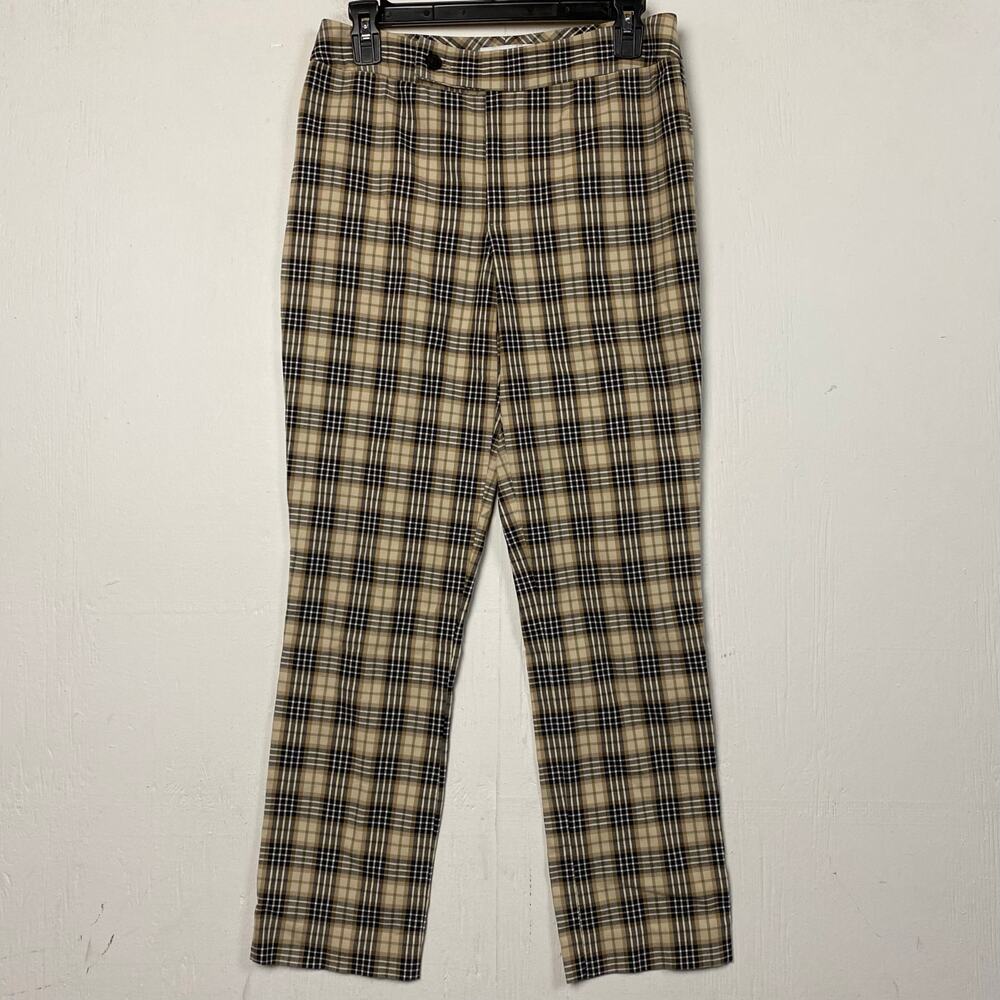 Bailey 44 Tan Black Plaid Straight Leg Ankle Pants Size 6